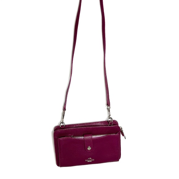 COACH Cross Body Bag Genuine Leather Magenta Purple Mauve EUC - Picture 2 of 16